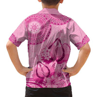 Pink Bula Fiji Kid Hawaiian Shirt Fijian Dance Fan Tapa Cloth Pattern