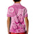 Pink Bula Fiji Kid Polo Shirt Fijian Dance Fan Tapa Cloth Pattern