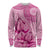 Pink Bula Fiji Long Sleeve Shirt Fijian Dance Fan Tapa Cloth Pattern