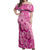 Pink Bula Fiji Off Shoulder Maxi Dress Fijian Dance Fan Tapa Cloth Pattern