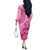 Pink Bula Fiji Off The Shoulder Long Sleeve Dress Fijian Dance Fan Tapa Cloth Pattern