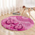 Pink Bula Fiji Round Carpet Fijian Dance Fan Tapa Cloth Pattern