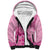 Pink Bula Fiji Sherpa Hoodie Fijian Dance Fan Tapa Cloth Pattern