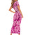 Pink Bula Fiji Short Sleeve Bodycon Dress Fijian Dance Fan Tapa Cloth Pattern