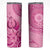 Pink Bula Fiji Skinny Tumbler Fijian Dance Fan Tapa Cloth Pattern