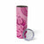 Pink Bula Fiji Skinny Tumbler Fijian Dance Fan Tapa Cloth Pattern