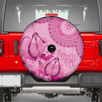 Pink Bula Fiji Spare Tire Cover Fijian Dance Fan Tapa Cloth Pattern