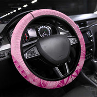 Pink Bula Fiji Steering Wheel Cover Fijian Dance Fan Tapa Cloth Pattern