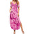 Pink Bula Fiji Summer Maxi Dress Fijian Dance Fan Tapa Cloth Pattern