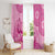 Pink Bula Fiji Window Curtain Fijian Dance Fan Tapa Cloth Pattern
