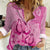 Pink Bula Fiji Women Casual Shirt Fijian Dance Fan Tapa Cloth Pattern