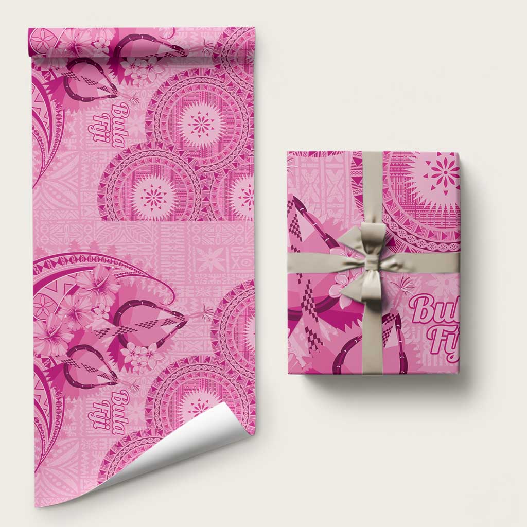 Pink Bula Fiji Wrapping Paper Fijian Dance Fan Tapa Cloth Pattern - Polynesian Pride