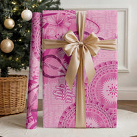 Pink Bula Fiji Wrapping Paper Fijian Dance Fan Tapa Cloth Pattern - Polynesian Pride