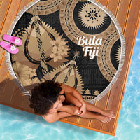 Black Bula Fiji Beach Blanket Fijian Dance Fan Tapa Cloth Pattern