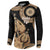 Black Bula Fiji Button Sweatshirt Fijian Dance Fan Tapa Cloth Pattern