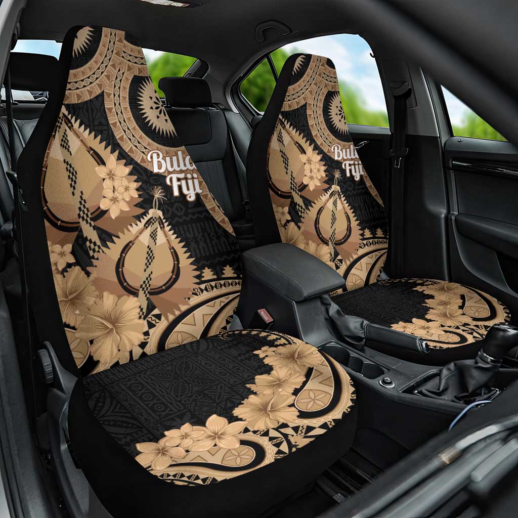 Black Bula Fiji Car Seat Cover Fijian Dance Fan Tapa Cloth Pattern