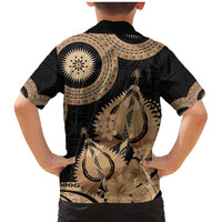 Black Bula Fiji Family Matching Mermaid Dress and Hawaiian Shirt Fijian Dance Fan Tapa Cloth Pattern