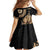 Black Bula Fiji Family Matching Off Shoulder Maxi Dress and Hawaiian Shirt Fijian Dance Fan Tapa Cloth Pattern