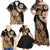 Black Bula Fiji Family Matching Off Shoulder Maxi Dress and Hawaiian Shirt Fijian Dance Fan Tapa Cloth Pattern