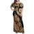 Black Bula Fiji Family Matching Off Shoulder Maxi Dress and Hawaiian Shirt Fijian Dance Fan Tapa Cloth Pattern