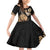 Black Bula Fiji Family Matching Off Shoulder Short Dress and Hawaiian Shirt Fijian Dance Fan Tapa Cloth Pattern