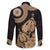 Black Bula Fiji Family Matching Off Shoulder Short Dress and Hawaiian Shirt Fijian Dance Fan Tapa Cloth Pattern