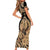 Black Bula Fiji Family Matching Short Sleeve Bodycon Dress and Hawaiian Shirt Fijian Dance Fan Tapa Cloth Pattern