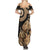 Black Bula Fiji Family Matching Summer Maxi Dress and Hawaiian Shirt Fijian Dance Fan Tapa Cloth Pattern