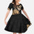 Black Bula Fiji Kid Short Sleeve Dress Fijian Dance Fan Tapa Cloth Pattern
