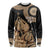 Black Bula Fiji Long Sleeve Shirt Fijian Dance Fan Tapa Cloth Pattern
