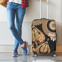 Black Bula Fiji Luggage Cover Fijian Dance Fan Tapa Cloth Pattern