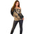 Black Bula Fiji Off Shoulder Sweater Fijian Dance Fan Tapa Cloth Pattern