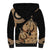 Black Bula Fiji Sherpa Hoodie Fijian Dance Fan Tapa Cloth Pattern