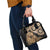 Black Bula Fiji Shoulder Handbag Fijian Dance Fan Tapa Cloth Pattern