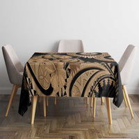 Black Bula Fiji Tablecloth Fijian Dance Fan Tapa Cloth Pattern