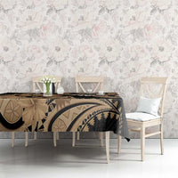 Black Bula Fiji Tablecloth Fijian Dance Fan Tapa Cloth Pattern