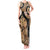 Black Bula Fiji Tank Maxi Dress Fijian Dance Fan Tapa Cloth Pattern