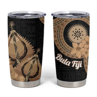 Black Bula Fiji Tumbler Cup Fijian Dance Fan Tapa Cloth Pattern