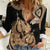 Black Bula Fiji Women Casual Shirt Fijian Dance Fan Tapa Cloth Pattern