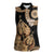 Black Bula Fiji Women Sleeveless Polo Shirt Fijian Dance Fan Tapa Cloth Pattern