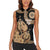 Black Bula Fiji Women Sleeveless Polo Shirt Fijian Dance Fan Tapa Cloth Pattern
