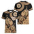 Black Bula Fiji Women V-Neck T-Shirt Fijian Dance Fan Tapa Cloth Pattern