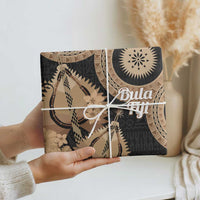 Black Bula Fiji Wrapping Paper Fijian Dance Fan Tapa Cloth Pattern - Polynesian Pride