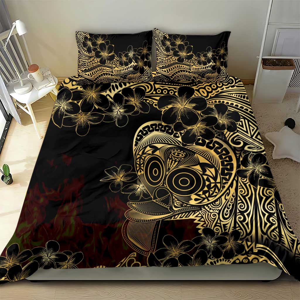Frangipani Festival Rabaul Bedding Set PNG Tribal Baining Mask Tattoo - Polynesian Pride