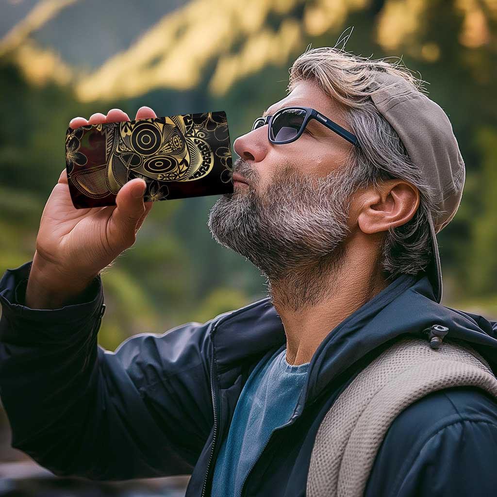 Frangipani Festival Rabaul 4 in 1 Can Cooler Tumbler PNG Tribal Baining Mask Tattoo - Polynesian Pride