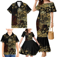 Frangipani Festival Rabaul Family Matching Mermaid Dress and Hawaiian Shirt PNG Tribal Baining Mask Tattoo LT14 - Polynesian Pride