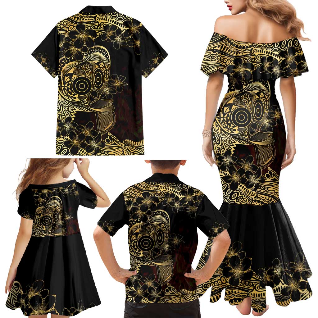 Frangipani Festival Rabaul Family Matching Mermaid Dress and Hawaiian Shirt PNG Tribal Baining Mask Tattoo LT14 - Polynesian Pride