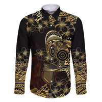 Frangipani Festival Rabaul Family Matching Mermaid Dress and Hawaiian Shirt PNG Tribal Baining Mask Tattoo LT14 Dad's Shirt - Long Sleeve Black - Polynesian Pride