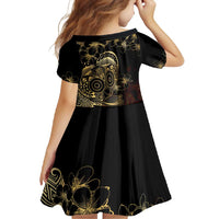 Frangipani Festival Rabaul Family Matching Off Shoulder Maxi Dress and Hawaiian Shirt PNG Tribal Baining Mask Tattoo - Polynesian Pride