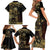 Frangipani Festival Rabaul Family Matching Short Sleeve Bodycon Dress and Hawaiian Shirt PNG Tribal Baining Mask Tattoo - Polynesian Pride
